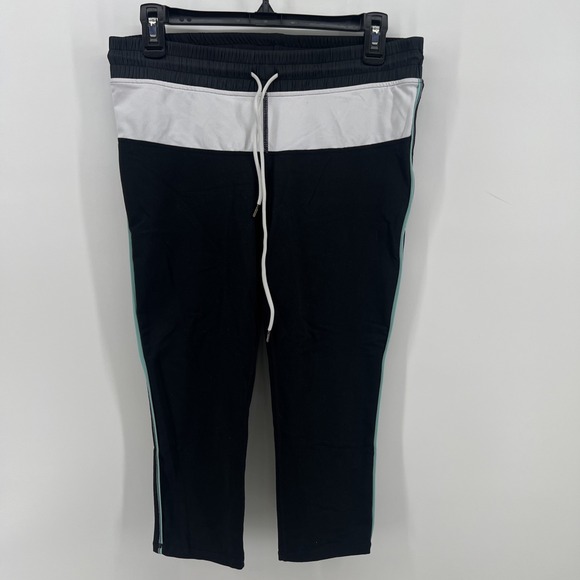 Fabletics Pants - Fabletics Womens Leggings Medium Black White Mid Rise Crop Yoga Athleisure